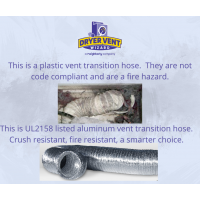 A comparison of a transition hose that is a fire hazard vs one that is code compliant and fire resistant. 