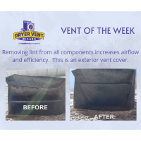 An exterior vent cover before and after a professional cleaning. 